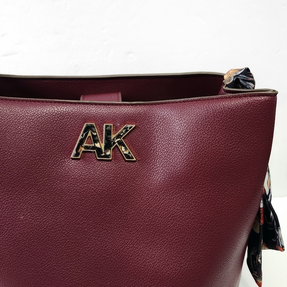 ANNE  KLEIN Shoulder Bag Maroon Purse w/ scarf - Picture 4 of 13